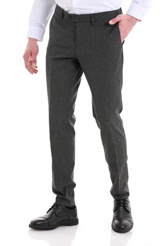 Antrasit Slim Fit Desenli Yandan Cepli Kumaş Pantolon