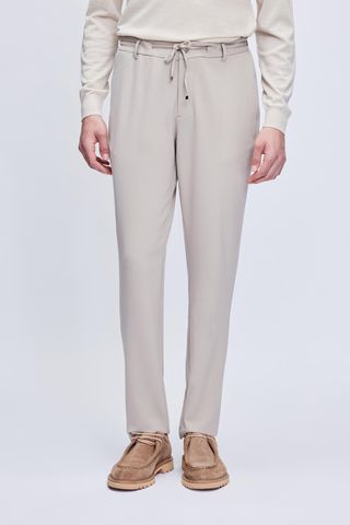 Bej Rahat Kesim Yandan Cepli Jogger Pantolon