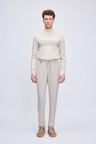 Bej Rahat Kesim Yandan Cepli Jogger Pantolon