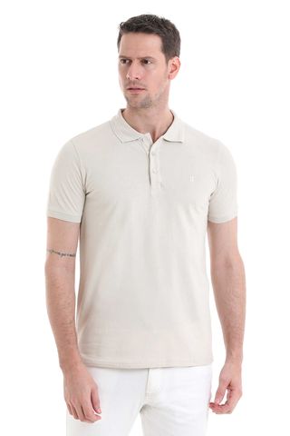 Bej Regular Fit 100% Pamuklu Polo Yaka Tişört