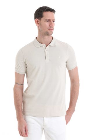 Bej Regular Fit 100% Pamuklu Polo Yaka Tişört
