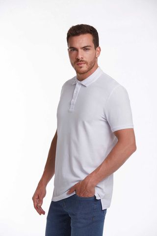 Beyaz Regular Fit 100% Pamuk Polo Yaka Tişört
