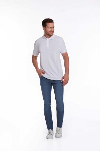 Beyaz Regular Fit 100% Pamuk Polo Yaka Tişört