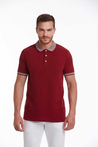 Bordo Regular Fit 100% Pamuk Polo Yaka Tişört