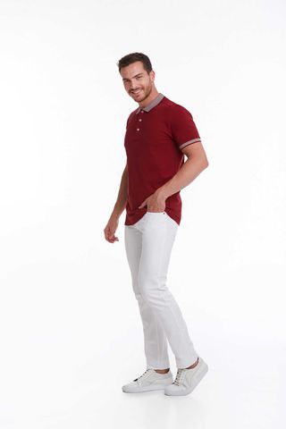 Bordo Regular Fit 100% Pamuk Polo Yaka Tişört