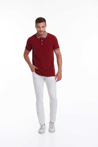 Bordo Regular Fit 100% Pamuk Polo Yaka Tişört