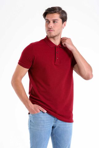 Bordo Regular Fit 100% Pamuk Polo Yaka Tişört