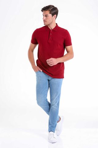Bordo Regular Fit 100% Pamuk Polo Yaka Tişört