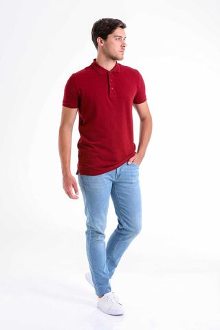 Bordo Regular Fit 100% Pamuk Polo Yaka Tişört