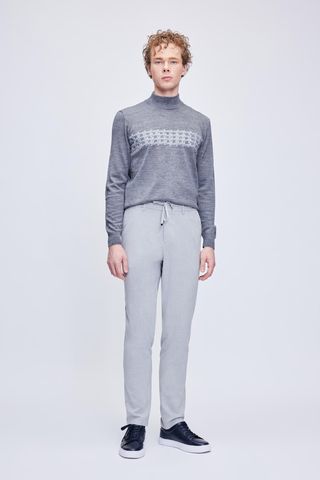 Gri Rahat Kesim Yandan Cepli Jogger Pantolon