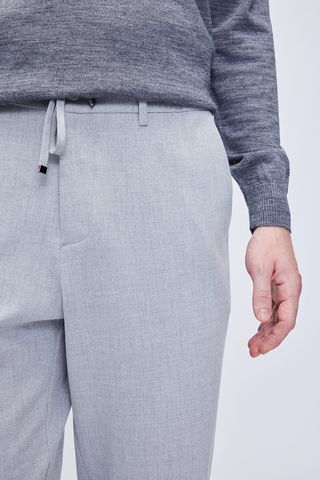 Gri Rahat Kesim Yandan Cepli Jogger Pantolon