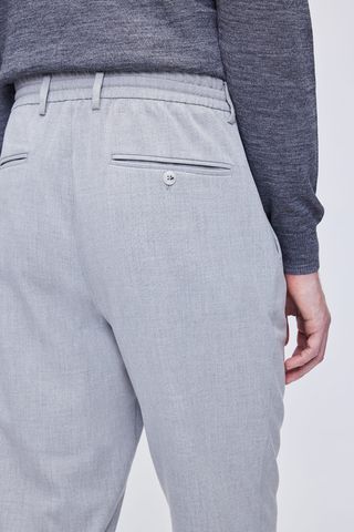 Gri Rahat Kesim Yandan Cepli Jogger Pantolon