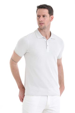 Gri Regular Fit 100% Pamuklu Polo Yaka Tişört