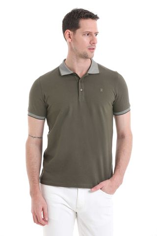 Haki Regular Fit 100% Pamuklu Polo Yaka Tişört