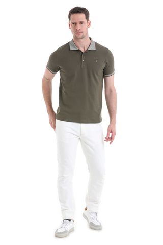 Haki Regular Fit 100% Pamuklu Polo Yaka Tişört