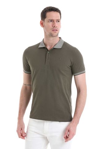 Haki Regular Fit 100% Pamuklu Polo Yaka Tişört
