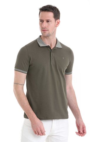Haki Regular Fit 100% Pamuklu Polo Yaka Tişört