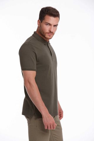 Haki Regular Fit 100% Pamuk Polo Yaka Tişört