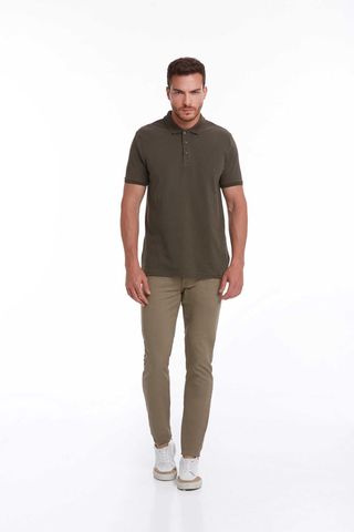 Haki Regular Fit 100% Pamuk Polo Yaka Tişört