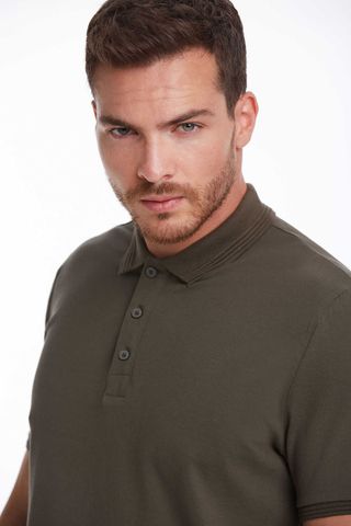 Haki Regular Fit 100% Pamuk Polo Yaka Tişört