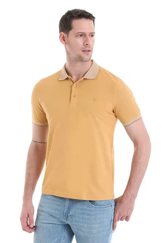 Sarı Regular Fit 100% Pamuklu Polo Yaka Tişört