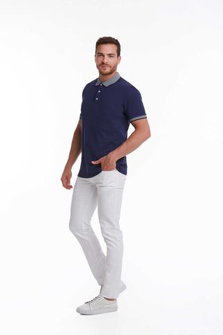 Lacivert Regular Fit 100% Pamuklu Polo Yaka Tişört
