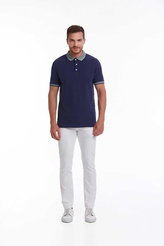 Lacivert Regular Fit 100% Pamuklu Polo Yaka Tişört