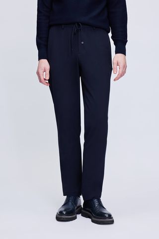 Lacivert Rahat Kesim Yandan Cepli Jogger Pantolon