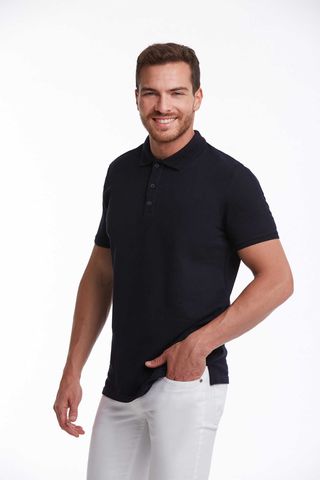 Lacivert Regular Fit 100% Pamuk Polo Yaka Tişört