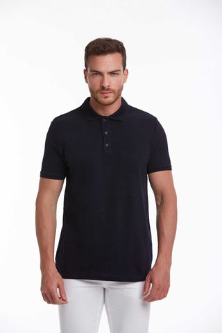 Lacivert Regular Fit 100% Pamuk Polo Yaka Tişört