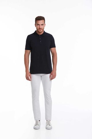 Lacivert Regular Fit 100% Pamuk Polo Yaka Tişört
