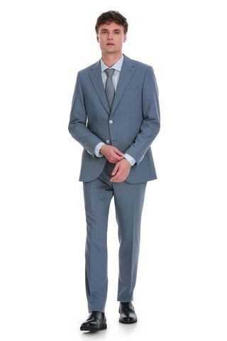 Mavi Slim Fit Mono Yaka Klasik Takım Elbise