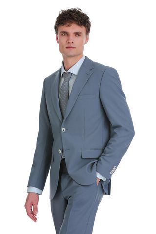 Mavi Slim Fit Mono Yaka Klasik Takım Elbise