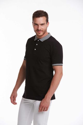 Siyah Regular Fit 100% Pamuk Polo Yaka Tişört