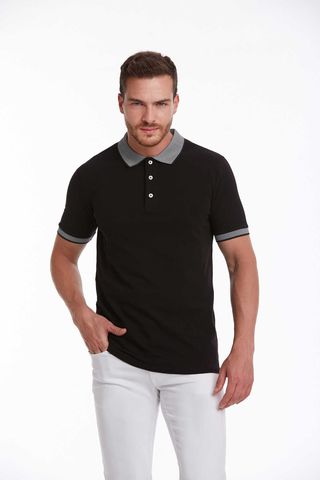 Siyah Regular Fit 100% Pamuk Polo Yaka Tişört