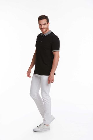 Siyah Regular Fit 100% Pamuk Polo Yaka Tişört