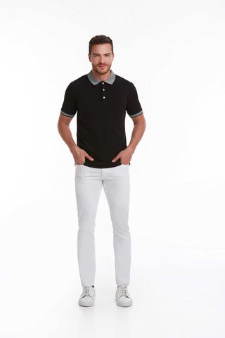 Siyah Regular Fit 100% Pamuk Polo Yaka Tişört