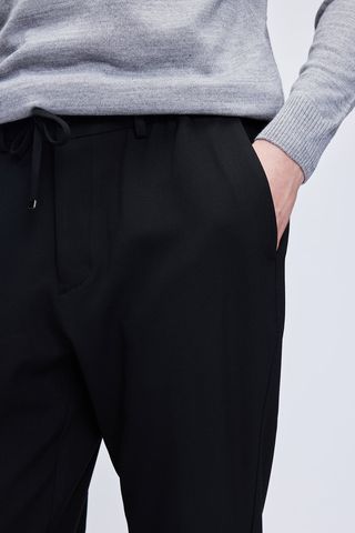 Siyah Rahat Kesim Yandan Cepli Jogger Pantolon