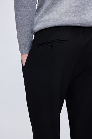 Siyah Rahat Kesim Yandan Cepli Jogger Pantolon