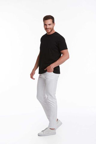 Siyah Regular Fit Bisiklet Yaka 100% Pamuk Tişört