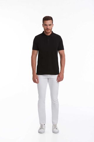 Siyah Regular Fit 100% Pamuk Polo Yaka Tişört