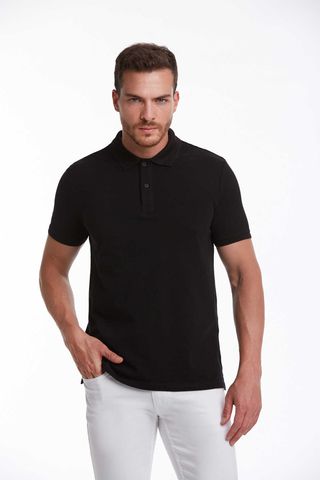 Siyah Regular Fit 100% Pamuk Polo Yaka Tişört