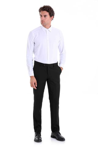 Beyaz Slim Fit Pamuklu Slim Yaka Uzun Kollu Klasik Gömlek