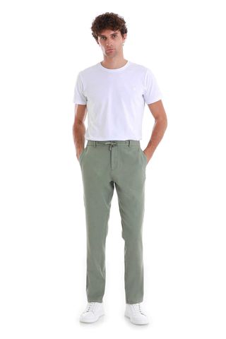 Yeşil Dinamik Fit Düz Yandan Cepli Pamuklu Jogger Pantolon