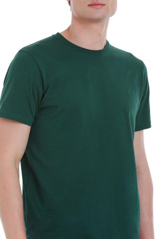 Yeşil Regular Fit 100% Pamuk Bisiklet Yaka Tişört